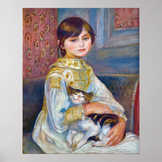 ピエール=オーギュスト・ルノワール - 子供と猫 ポスター (正面)