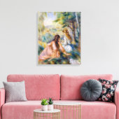 ピエール=オーギュスト・ルノワール - 牧場にて キャンバスプリント (インサイチュ (リビング))