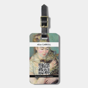 ピエール・オーギュスト・ルノワール - 猫を持つ女 - QRコード ラゲッジタグ