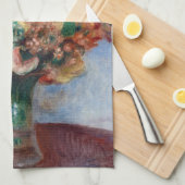 ピエール=オーギュスト・ルノワール - 花瓶の花 キッチンタオル (四つ折り)