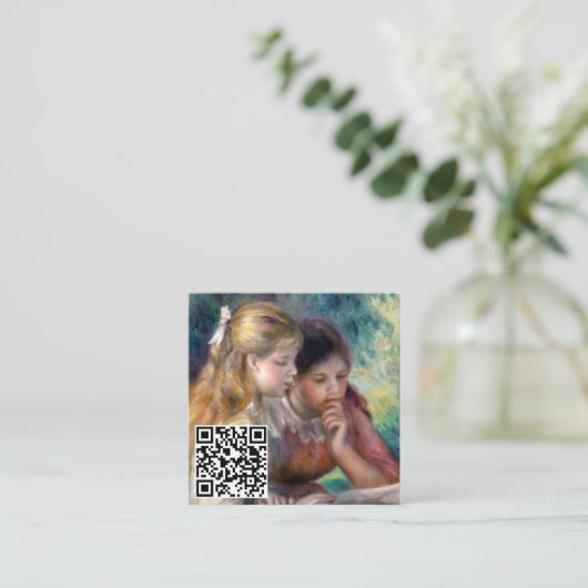 ピエール=オーギュスト・ルノワール - 読書 - QRコード スクエア名刺 (スタンド正面)