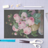 ピエール・ジョセフによる花瓶の中のピンクのバラ 薄葉紙 (クラフト)