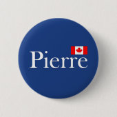 ピエール・ポリエヴル州とカナダ国旗Dark 缶バッジ (正面)