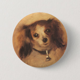 ピエール・ルノアールの犬の頭ヴィンテージファインアート 缶バッジ