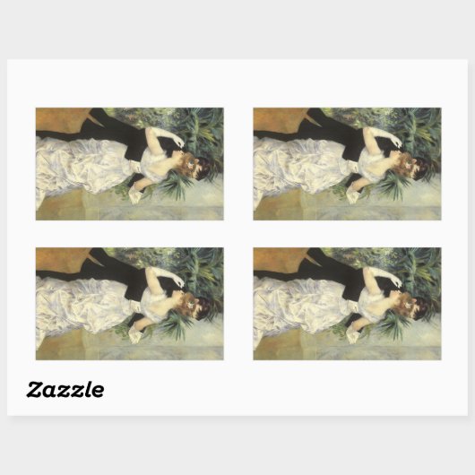 ピエール・ルノワールの「シティ・ダンス」 ヴィンテージ ファインアート 長方形シール (シート)