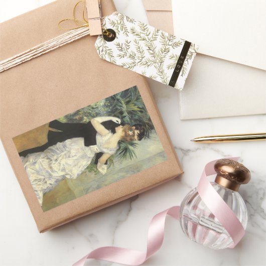 ピエール・ルノワールの「シティ・ダンス」 ヴィンテージ ファインアート 長方形シール (ギフト)