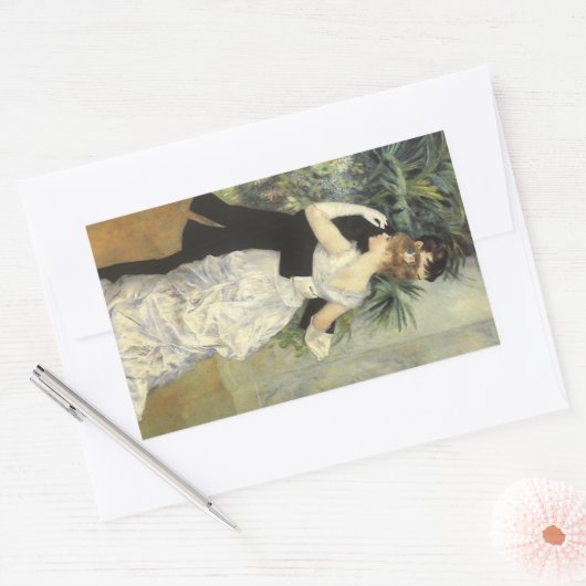 ピエール・ルノワールの「シティ・ダンス」 ヴィンテージ ファインアート 長方形シール (封筒)