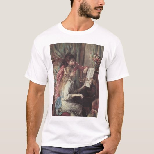 ピエール・ルノワールの「ピアノの少女たち」 Tシャツ (正面)