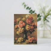 ピエール・ルノワールの「花瓶のバラ」ヴィンテージ ファインアート ポストカード (スタンド正面)