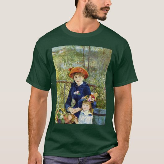 ピエール・ルノワール「テラスにて (二人の姉妹)」 Tシャツ (正面)