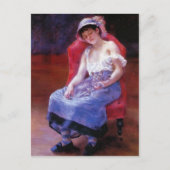 ピエール・ルノワール 睡れる少女(猫を持つ少女) ポストカード (正面)