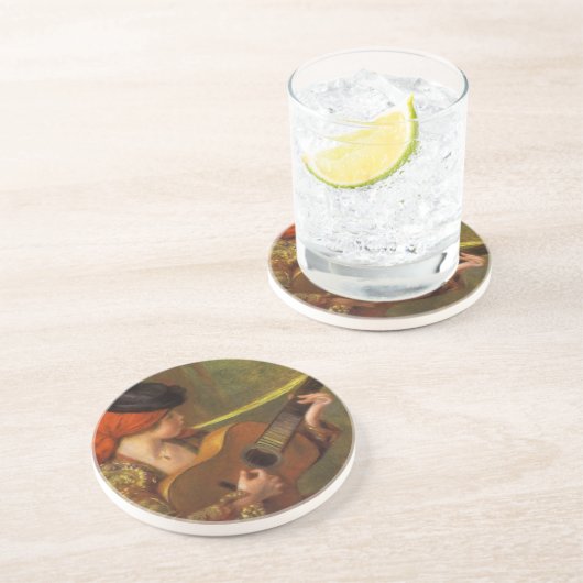 ピエール・レノワールの「ギターを持つ若いスペインの女性」 コースター (側面)