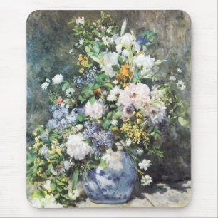 ピエール・レノワールの『春の花束』、ヴィンテージの花 マウスパッド