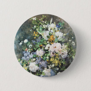 ピエール・レノワールの『春の花束』、ヴィンテージの花 缶バッジ