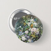 ピエール・レノワールの『春の花束』、ヴィンテージの花 缶バッジ (正面&裏面)