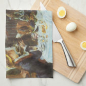 ピエール・レノワールの『舟遊びの昼食会』 キッチンタオル (四つ折り)