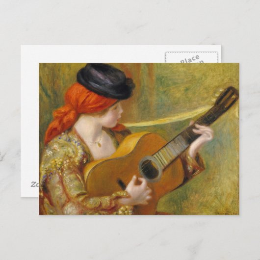 ピエールAルノアール |ギタスペインのー付き若い女性 ポストカード (正面/裏面)