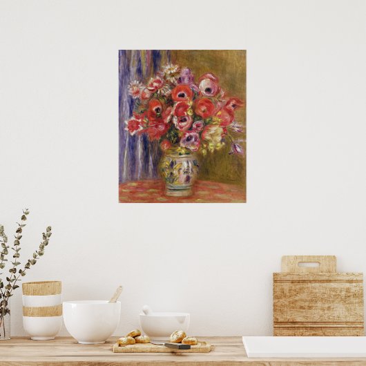 ピエールAルノアール |チューリップとアネモネの花瓶 ポスター (キッチン)