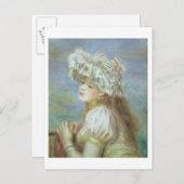 ピエールAルノアール |レース帽をかぶった若い女性 ポストカード (正面/裏面)