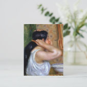 ピエールAルノアール |女の子が髪をコーミング ポストカード (スタンド正面)