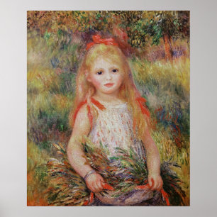 ピエールAルノアール 小さな女の子運の花 ポスター