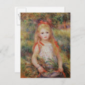 ピエールAルノアール |小さな女の子運の花 ポストカード (正面/裏面)