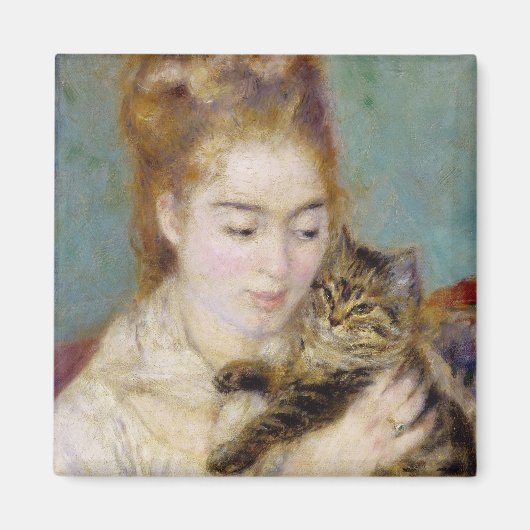 ピエールAルノアール |猫を飼っている女性 マグネット (正面)