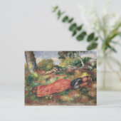 ピエールAルノアール |草の上で眠る少女 ポストカード (スタンド正面)