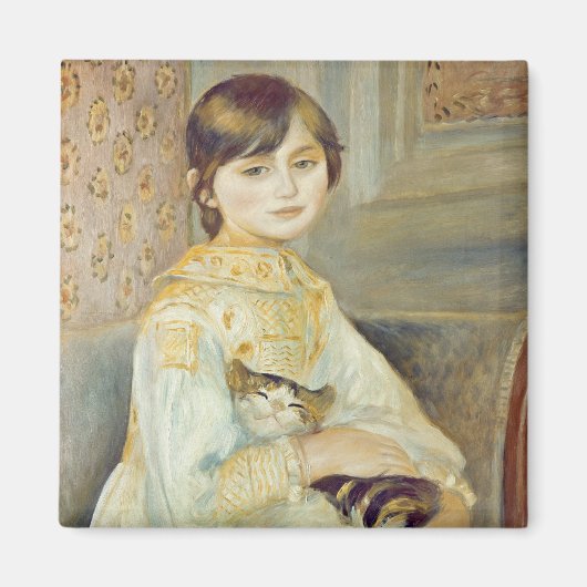 ピエールAルノアール | Julie Manet with Cat マグネット (正面)