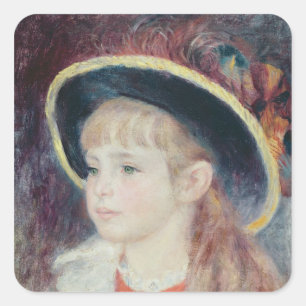 ピエールAルノアール Young Girl in a Blue Hat スクエアシール