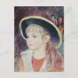 ピエールAルノアール Young Girl in a Blue Hat ポストカード