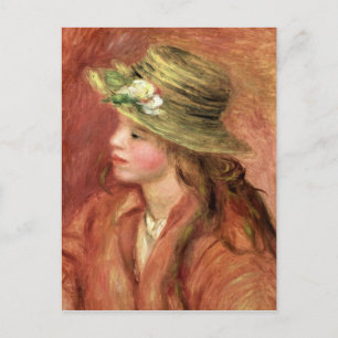 ピエールAルノアール   Young Girl in a Straw Hat ポストカード