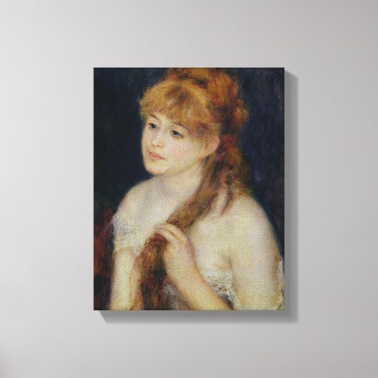 ピエールAルノアール | Young Woman Braiding Her Hair キャンバスプリント (正面)