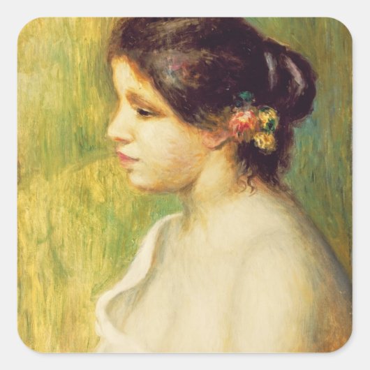 ピエールAルノアール | Young Woman with Flowers at Ear スクエアシール (正面)