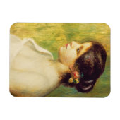 ピエールAルノアール | Young Woman with Flowers at Ear マグネット (横)