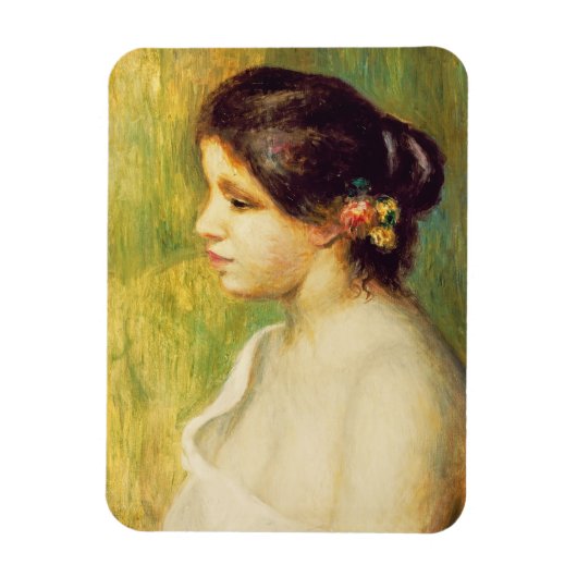 ピエールAルノアール | Young Woman with Flowers at Ear マグネット (縦)