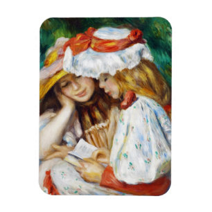 ピエールAugusteルノアールの絵を描くことを読んでいる2人の女の子 マグネット