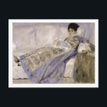 ピエールMonetソファーのルノアール|夫人 ポストカード<br><div class="desc">イメージ: ソファーの113441夫人Monet、c.1874 (キャンバスの油)。 ルノアール、ピエールAuguste (1841-1919年)。 Museu Calouste Gulbenkian、リスボン、ポルトガル。  芸術、ファインアート。</div>