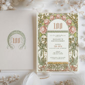 ピオエレガントニー100お祝いアールヌーボーミュシャ 招待状