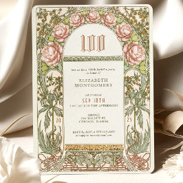 ピオエレガントニー100お祝いアールヌーボーミュシャ 招待状