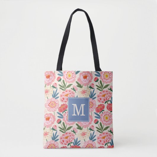 ピオニーの花のトートバッグ トートバッグ (正面)