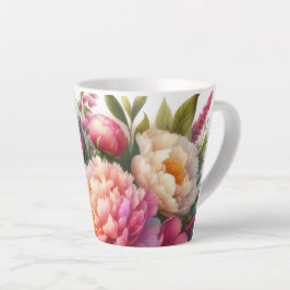 ピオニーピンクの芍薬の花ラテマグ カフェラテマグ