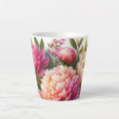 ピオニーピンクの芍薬の花ラテマグ カフェラテマグ (正面)