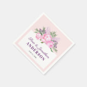 ピオニー ウォーターカラー ピンク 結婚式 スタンダードカクテルナプキン (角)