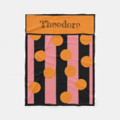 ピカスタマイズックとブラックのストライプのフリースブランケット フリースブランケット (正面)