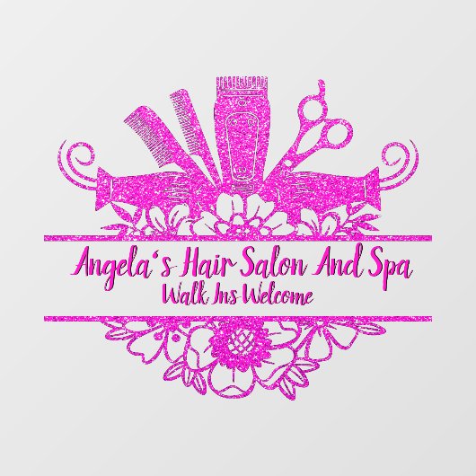 ピカスタマイズッフェイククグリッターヘアサロン及びスパ ウィンドウサイン (シート)