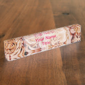 ピカスタムンクの机の名前プレートバラフラワー デスクネームプレート (側面)