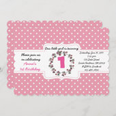ピカスタムンク水玉模様第1誕生日招待状カード 招待状 (正面/裏面)