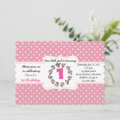 ピカスタムンク水玉模様第1誕生日招待状カード 招待状 (スタンド正面)