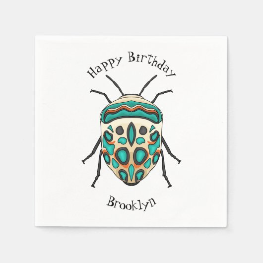 ピカソのバグ漫画イラストレーション スタンダードカクテルナプキン (正面)